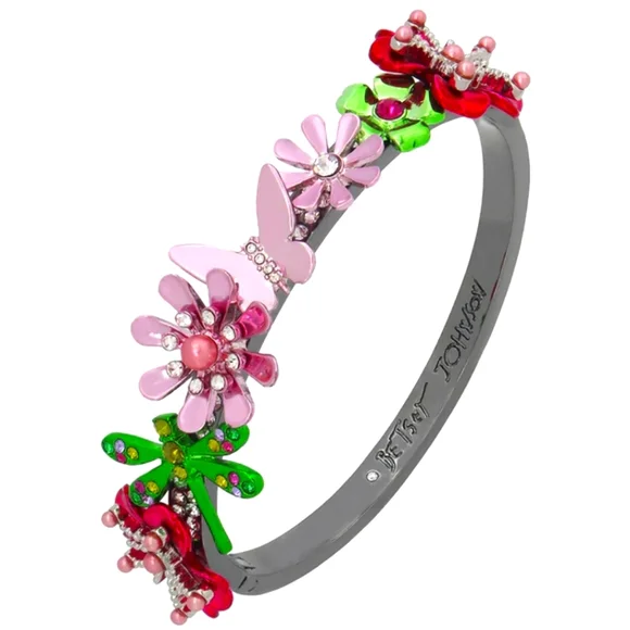 PETAL TO THE METAL FLOWER CLUSTER HINGED BANGLE MULTI